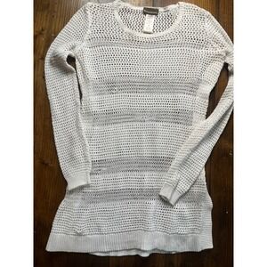 Tommy Bahama White Linen Cotton Open Knit Sweater Side Button TSW11600C Womens M